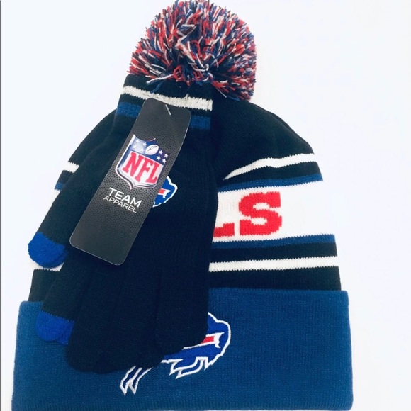 NFL Buffalo Bills Logo Pom Beanie Hat & Glove Set and Josh Allen T-Shirt Bundle - Picture 5 of 9